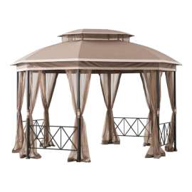 Living Accents Polyester Octagon with Netting Gazebo 10 ft. H X 10 ft. W X 12 ft. L