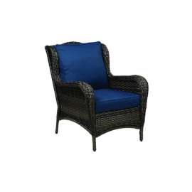 Living Accents Avondale Brown Steel Frame Deep Seating Chair Navy Blue