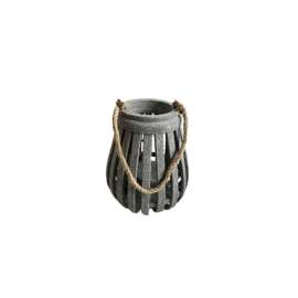 Infinity 11 in. Wood Cement Look Hanging Lantern Gray