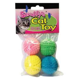 Scruffys Assorted Foam Sponge Balls Cat Toy Large 4 pk