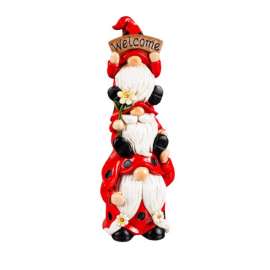 Meadowcreek Multicolored Polyresin 9 in. H Gnome Stacked Trio Statue