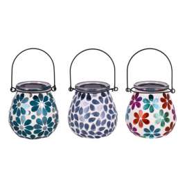 Luminous Garden Solar Power Glass/Metal Mosaic Lantern Assorted