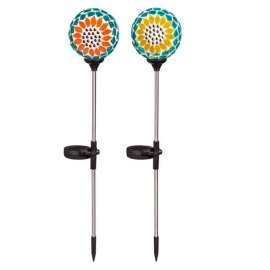 Luminous Garden Assorted Glass 22 in. H Sunflower Mosaic Solar Garden Stake