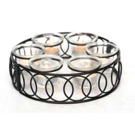 Living Accents Black Steel 2-1/4 in. H Candle Holder