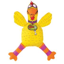 Fat Cat Multicolored Canvas Suspicious Chicken Squeak Dog Toy Large 1 pk
