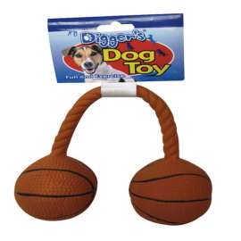 Boss Pet Digger's Orange Latex Twin Basketball Squeaky Dog Toy Medium 1 pk