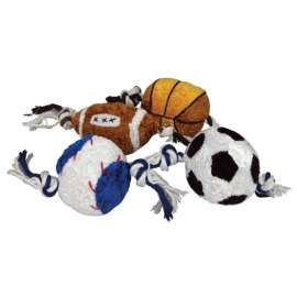 Boss Pet Digger's Multicolored Plush/Rubber Rope Sports Ball Dog Toy Large 1 pk