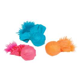 Kylies Brights Assorted Plastic Paper Ball Rattlers with Feather Cat Toy Large 3 pk