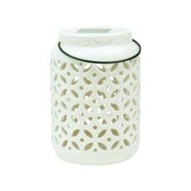 Paradise Lighting White Ceramic 7.28 in. H Outdoor Solar Decor