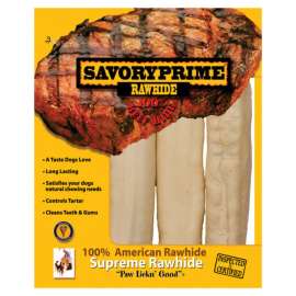 Savory Prime All Size Dogs Adult Rawhide Bone Natural 6-7 in. L 3 pk