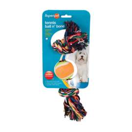 Aspen Pet Multicolored Cotton Rope Bone and Ball Dog Toy Medium