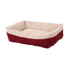 Aspen Pet Cream/Red Sheepskin Self Warming Pet Bed 8.5 in. H X 24 in. W X 30 in. L