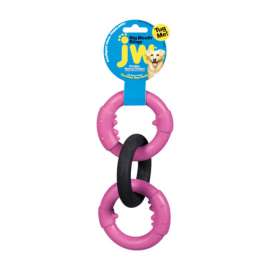 JW Pet Black/Pink Rubber Big Mouth Ring Dog Tug Toy Small 1 pk