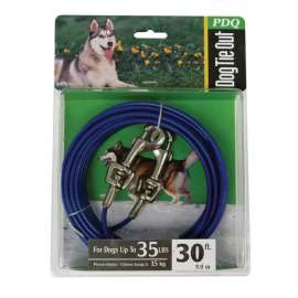 PDQ Blue / Silver Vinyl Coated Cable Dog Tie Out Medium