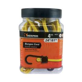 Keeper Black/Yellow Bungee Cord 24 in. L X 0.315 in. 4 pk