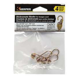 Keeper Gold Bungee Cord Hooks 5/32 in. L X 3/16 in. 4 pk