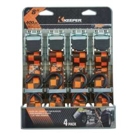 Keeper 1.25 in. W X 8 ft. L Black/Orange Tie Down Strap 400 lb 4 pk