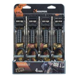 Keeper 1 in. W X 12 ft. L Camo Tie Down w/Ratchet 500 lb 4 pk