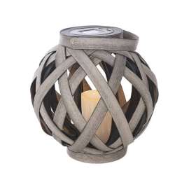 Paradise Gray Polyresin 9 in. H Criss Cross Outdoor Solar Decor