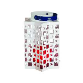 Paradise 6.7 in. Metal Patriotic Flameless Lantern White