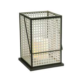 Paradise 9.06 in. Plastic Grid Flameless Lantern Gray