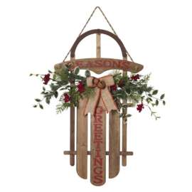 Gerson Multicolored Hanging Sled Indoor Christmas Decor 27 in.
