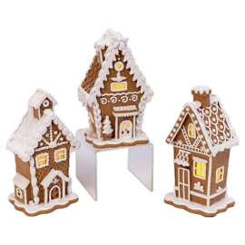 Gerson LED Brown/White Lighted Gingerbread House Indoor Christmas Decor 7 in.