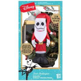 Gemmy Disney LED Multicolored Jack Skellington Santa Inflatable Indoor Christmas Decor 18.8977 in.