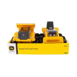 Tomy John Deere Dump Truck and Tractor Toy Plastic Yellow 2 pc