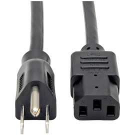Tripp Lite Desktop Computer Power Cable NEMA 5-15P to C13 10A 125V 18 AWG 12 ft. (3.66 m) Black, (NEMA 5-15P to IEC-320-C13) 12-ft.
