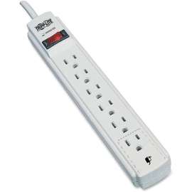 Tripp Lite Protect It! 6-Outlet Surge Protector 4 ft. (1.22 m) Cord 790 Joules Diagnostic LED Light Gray Housing, 6 x NEMA 5-15R, 1800 VA, 790 J, 120 V AC Input