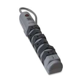 Belkin Pivot-Plug Surge Protector, 8 AC Outlets, 6' Cord, Gray, 8 x AC Power, 1800 J, Cable Modem/DSL/Fax/Phone