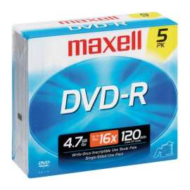 Maxell DVD Recordable Media, DVD-R, 16x, 4.70 GB, 1 Pack Jewel Case