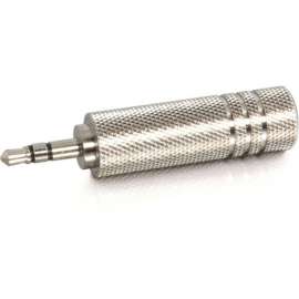 C2G 3.5mm Stereo Male to 6.3mm (1/4in) Stereo Female Adapter, 1 x Mini-phone Male, 1 x 6.35mm Audio Female, Metallic Silver