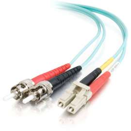 C2G 1m LC-ST 10Gb 50/125 Duplex Multimode OM3 Fiber Cable, Aqua