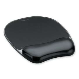 Fellowes Crystals Gel Mousepad Wrist Support Black, 0.56" x 7.94" x 9.06" Dimension, Black, Gel, 4 Pack