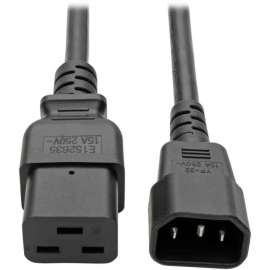 Tripp Lite 2ft Power Cord Extension Cable C19 to C14 Heavy Duty 15A 14AWG 2' - (IEC-320-C19 to IEC-320-C14) 2-ft.