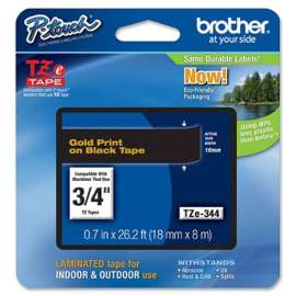Brother P-Touch TZe Flat Surface Laminated Tape, 3/4", Gold, 1 Each, Grease Resistant, Grime Resistant, Temperature Resistant
