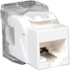 Tripp Lite Cat6 / Cat5e Keystone Jack, 180-Degree Toolless, RJ-45, cat5e cat6 UTP, 110 IDC RJ45 WHITE TAA/GSA, 110-punchdown
