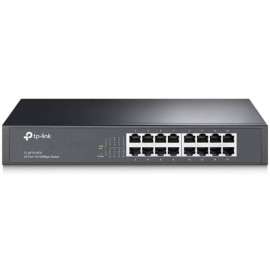 Tp Link TP-LINK TL-SF1016DS - 16-Port 10/100Mbps Fast Ethernet Switch - Limited Lifetime Protection - Plug & Play - Desktop/Rackmount - Sturdy Metal w/ Shielded Ports - Fanless - Unmanaged