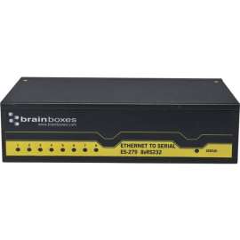 Brainboxes 8 Port RS232 Ethernet to Serial Adapter, DIN Rail Mountable, Wall-mountable, TAA Compliant