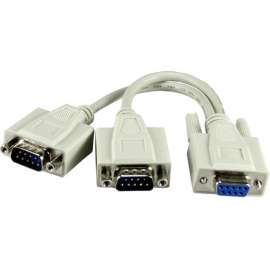 QVS Serial DB9 Female to DB9 Male & Male Splitter Cable, 8" DB-9 Data Transfer Cable for Printer, Keyboard/Mouse, PDA, Camera, First End: 1 x 9-pin DB-9 RS-232 Serial, Female, Second End: 2 x 9-pin DB-9 RS-232 Serial
