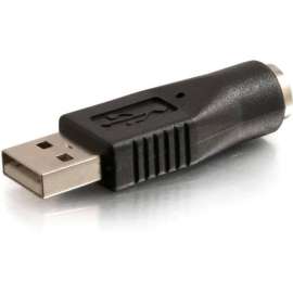 C2G USB Male to PS2 Female Adapter, 1 x Type A USB Male, 1 x 6-pin Mini-DIN (PS/2) Keyboard Female, Black