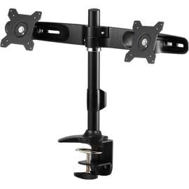 Amer Mounts Clamp Based Dual Monitor Mount for two 15"-24" LCD/LED Flat Panel Screens, Supports up to 26.5lb monitors, +/- 20 degree tilt, and VESA 75/100