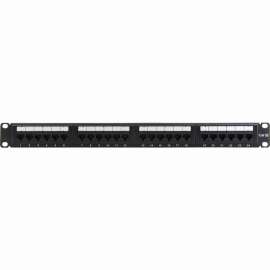 4XEM 24 Port CAT5E Rackmount Patch Panel, Black, Steel, 24 x RJ-45 Port(s)