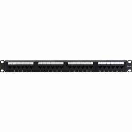 4XEM 24 Port CAT6 Rackmount Patch Panel, Black, Steel, 24 x RJ-45 Port(s)