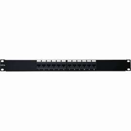 4XEM 12 Port CAT5E Rackmount Patch Panel, Black, Steel, 12 x RJ-45 Port(s)