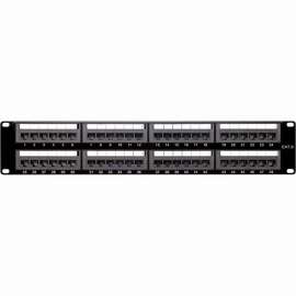 4XEM 48 Port CAT6 Rackmount Patch Panel, Black, Steel, 48 x RJ-45 Port(s)