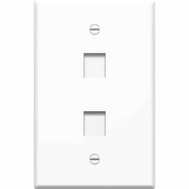 4XEM 2 Port/Outlet RJ45 Cat5/Cat6 Ethernet Wall Plate (White) - 2 x Socket(s) - White