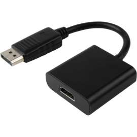 4XEM 8 Inch DisplayPort Male To HDMI Female Adapter, 8" DisplayPort/HDMI A/V Cable for Audio/Video Device, TV, Monitor, Projector, First End: 1 x DisplayPort 1.1a Digital Audio/Video, Male, Second End: 1 x HDMI 1.3b Digital Audio/Video